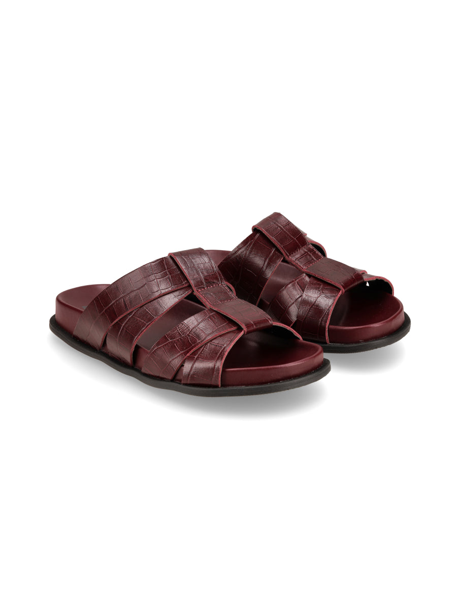 Sandalia Lince Bordeaux Croco