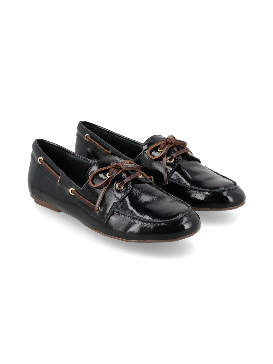Mocasin Fico Negro Charol
