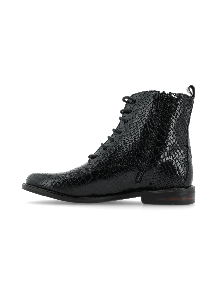 Botin Terra Negro Croco Charol