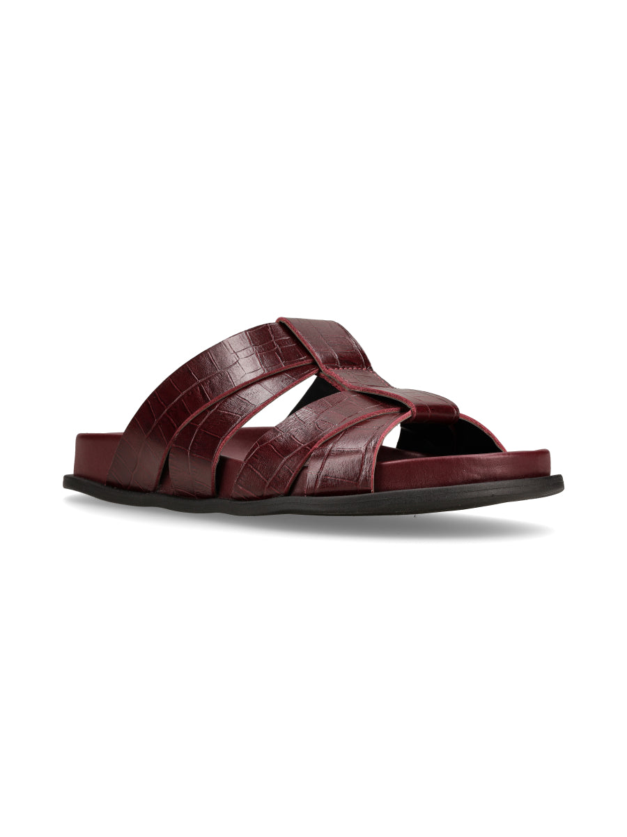 Sandalia Lince Bordeaux Croco