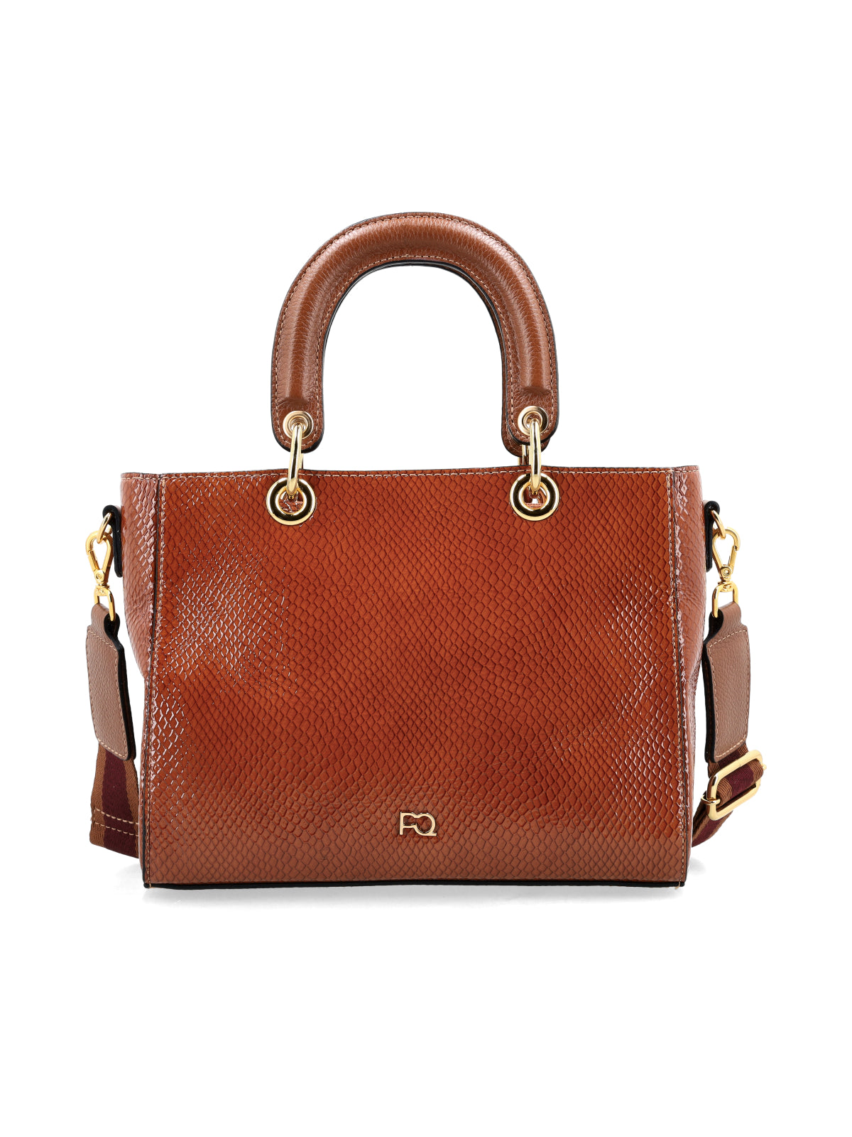 Cartera Thelma Cognac Reptil Charol