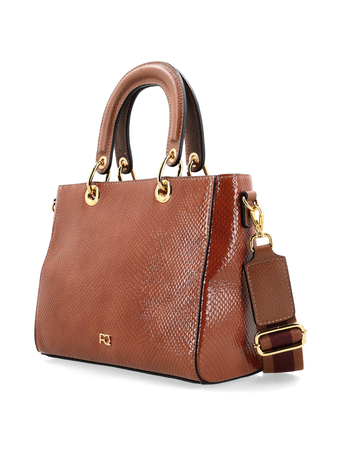 Cartera Thelma Cognac Reptil Charol