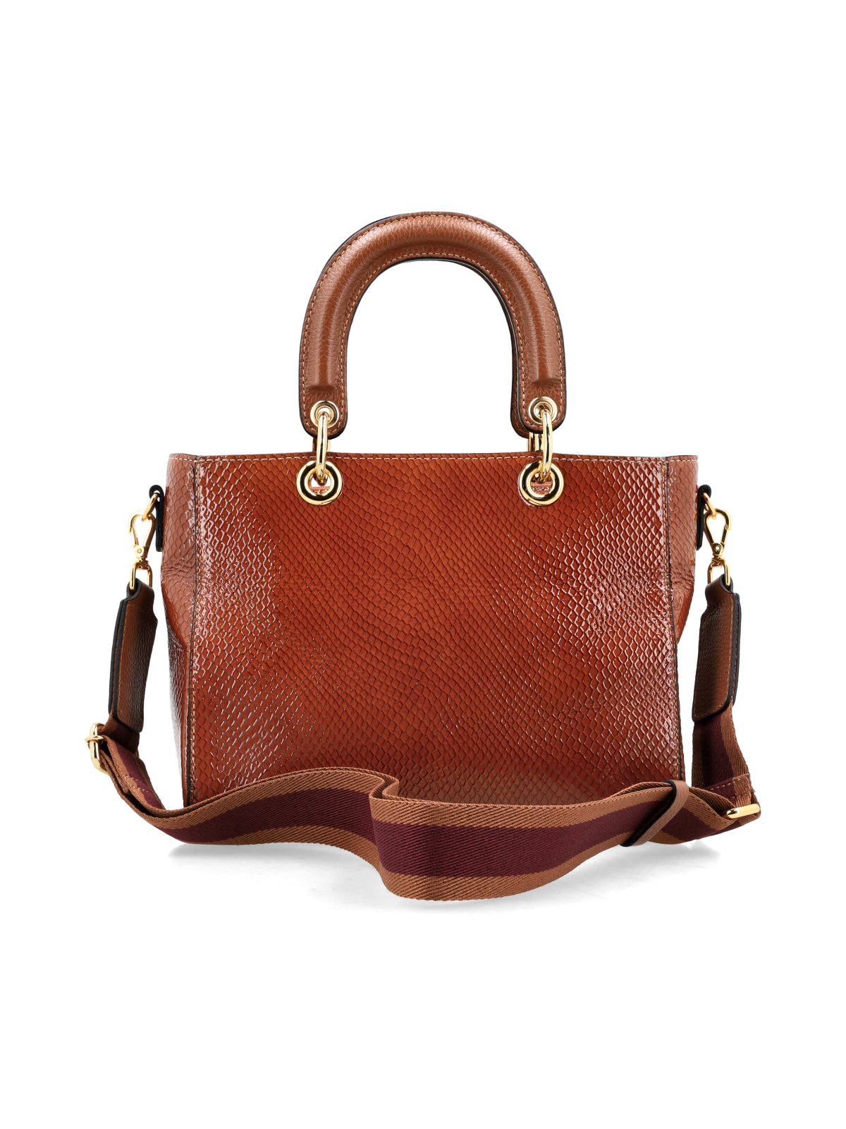 Cartera Thelma Cognac Reptil Charol
