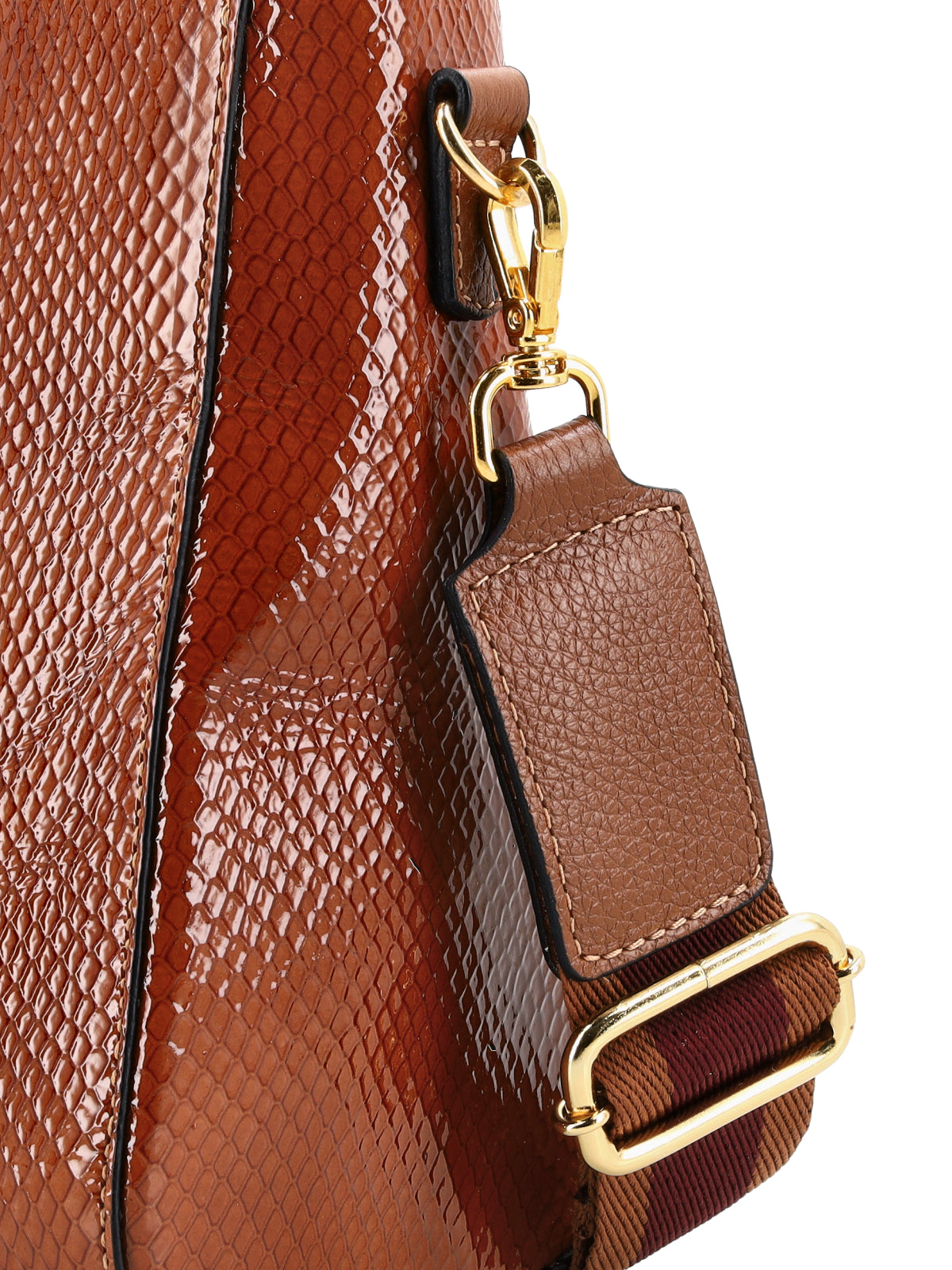 Cartera Thelma Cognac Reptil Charol
