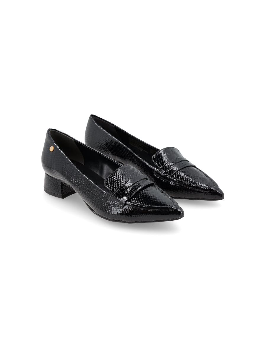 Zapato Malta Negro Reptil Charol