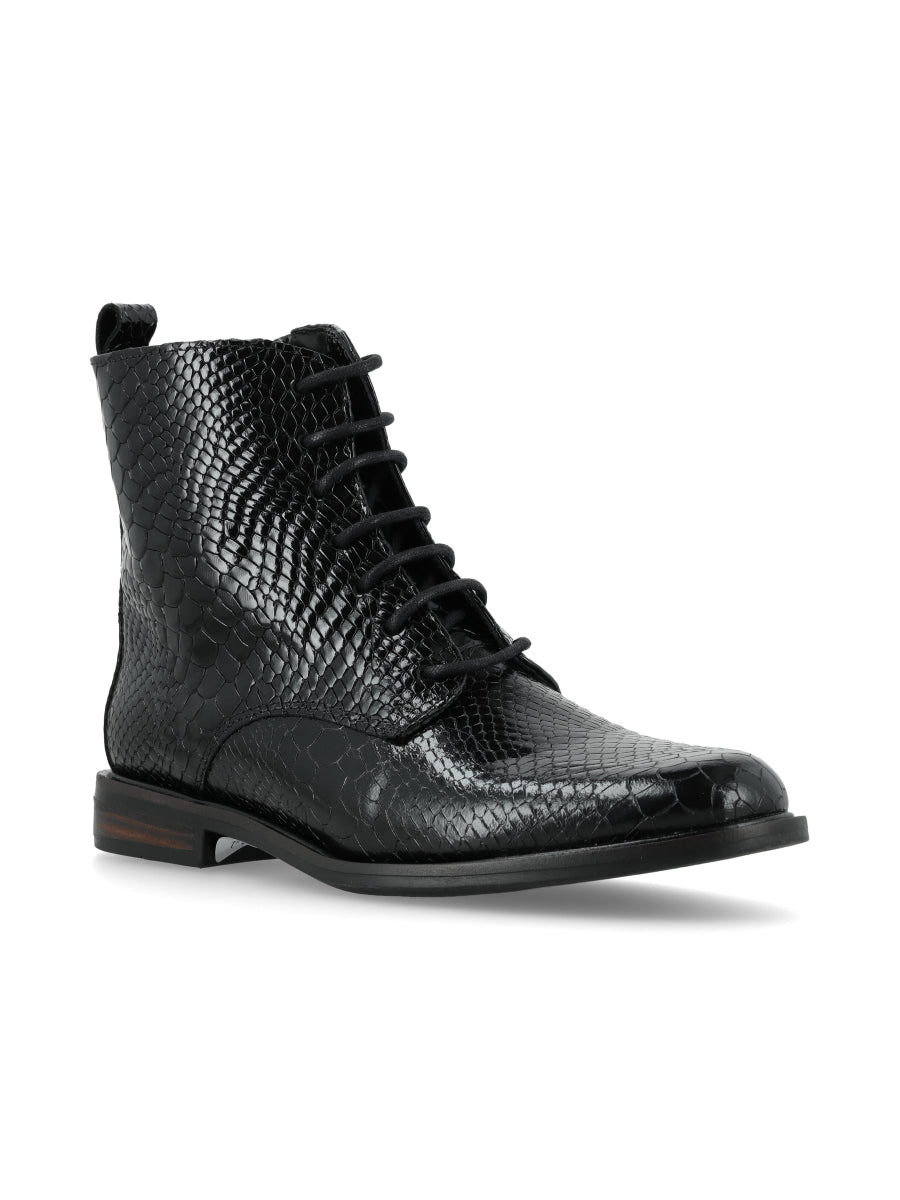 Botin Terra Negro Croco Charol