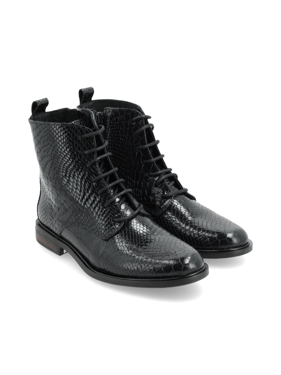 Botin Terra Negro Croco Charol