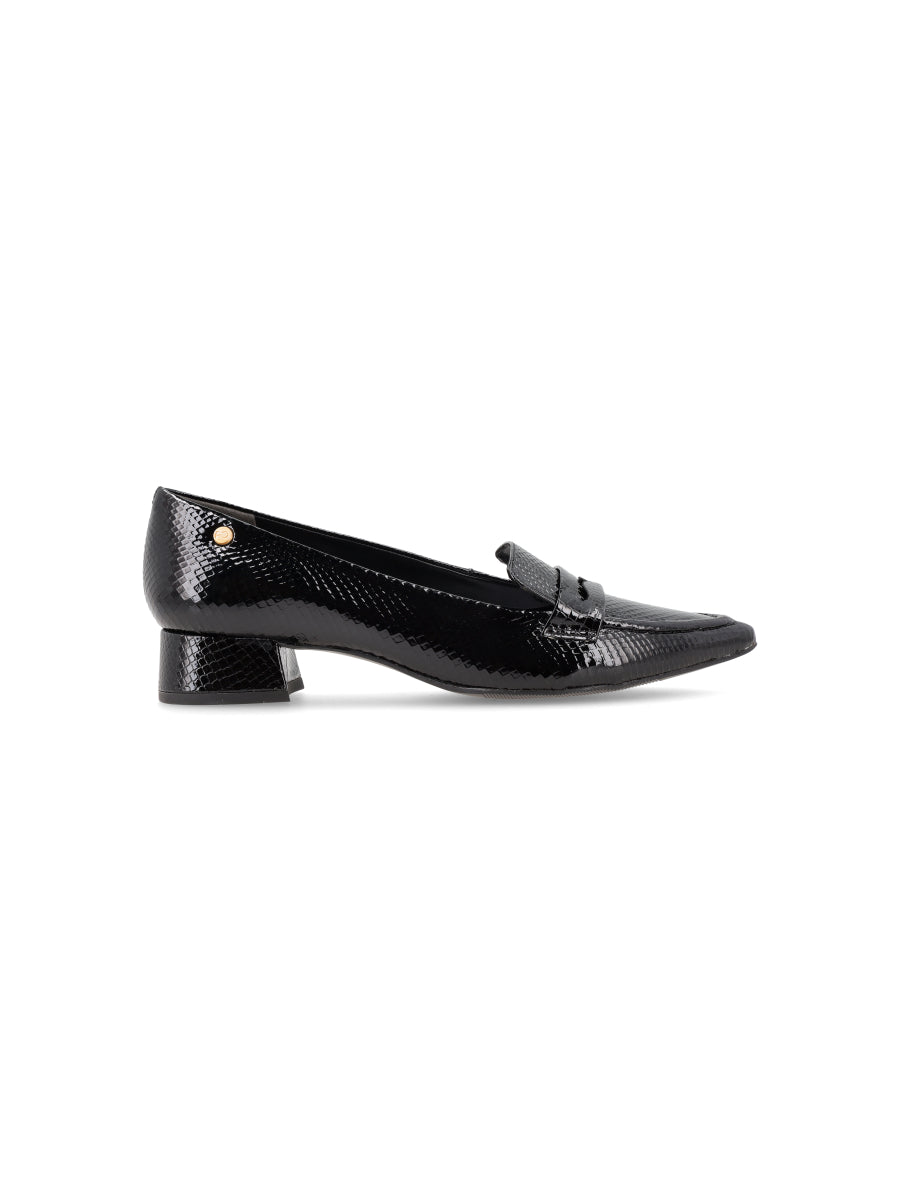 Zapato Malta Negro Reptil Charol