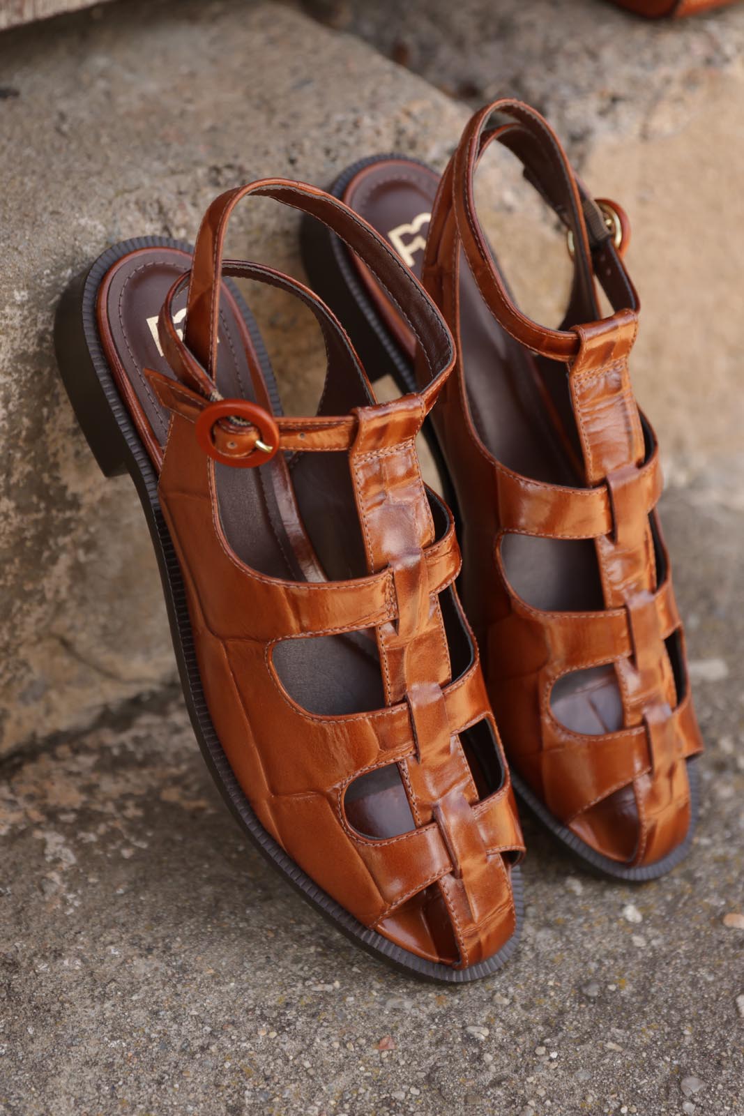 Sandalia Bolsena Cognac Croco